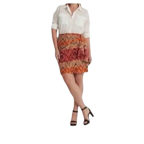 Lauren Ralph Lauren True Wrap Skirt Above Knee Geo Motif Ruffle Ikat Fall NEW 20 - Picture 8 of 11